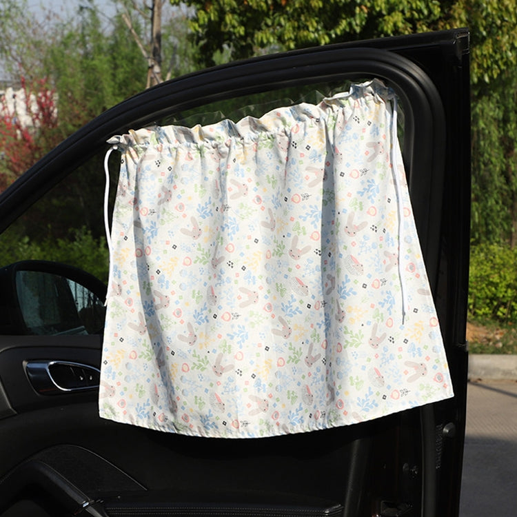 Car Curtains Cotton Car Suction Cup Sunshade Sun Protection Thermal Curtain, Cherry, Blue Flower, Bunny, Small Floral, Coffee Dot, Blue Striped Rabbit, Long Ear Rabbit, Pink Peach Heart, Pony