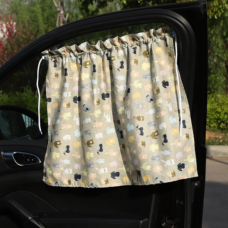 Car Curtains Cotton Car Suction Cup Sunshade Sun Protection Thermal Curtain, Cherry, Blue Flower, Bunny, Small Floral, Coffee Dot, Blue Striped Rabbit, Long Ear Rabbit, Pink Peach Heart, Pony