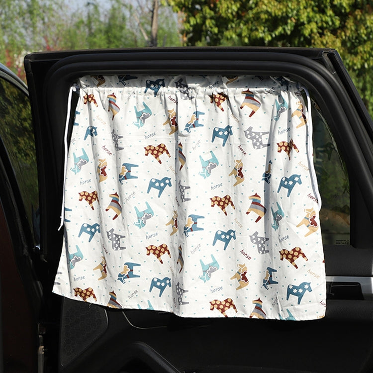 Car Curtains Cotton Car Suction Cup Sunshade Sun Protection Thermal Curtain, Cherry, Blue Flower, Bunny, Small Floral, Coffee Dot, Blue Striped Rabbit, Long Ear Rabbit, Pink Peach Heart, Pony