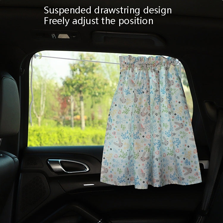 Car Curtains Cotton Car Suction Cup Sunshade Sun Protection Thermal Curtain, Cherry, Blue Flower, Bunny, Small Floral, Coffee Dot, Blue Striped Rabbit, Long Ear Rabbit, Pink Peach Heart, Pony
