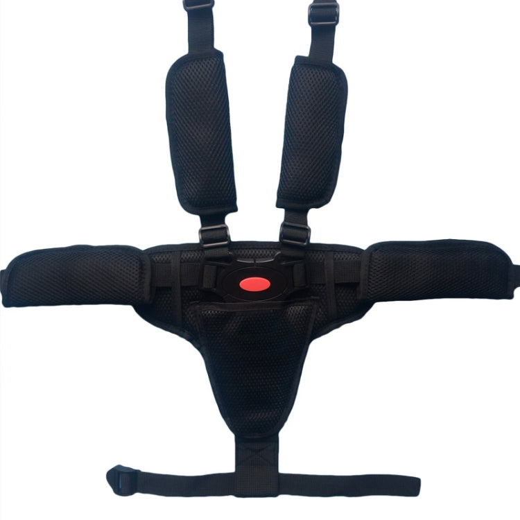 Baby Dining Chair Stroller Safety Strap Five-Point Type A Version + Fixed Strap + Thick Shoulder Pad + Large Crotch Protector, Black, Red, Pink, Sky Blue, Grey