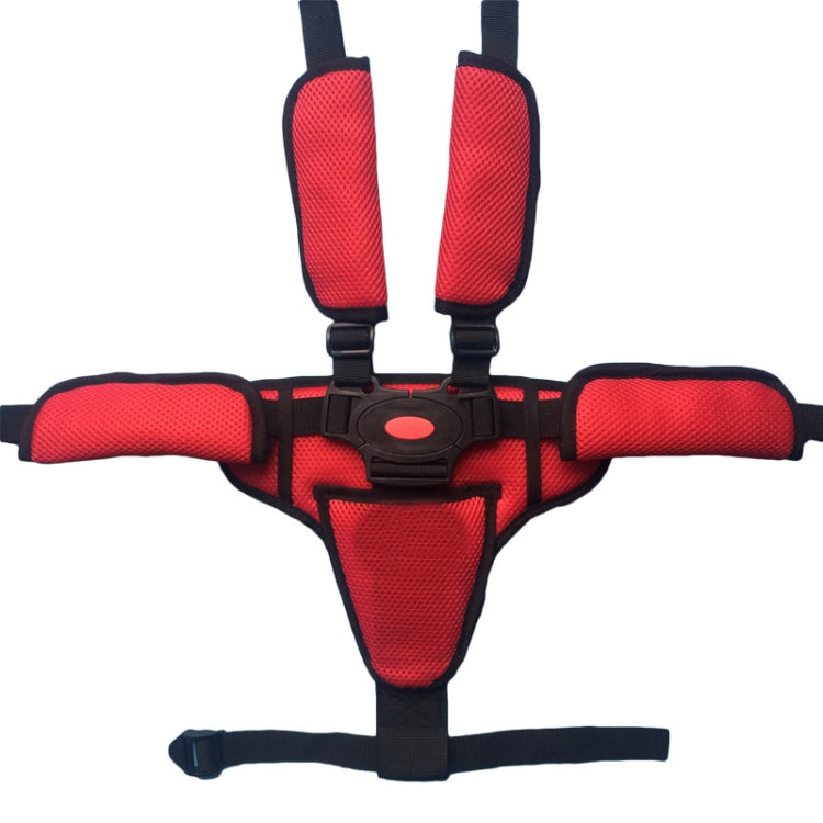 Baby Dining Chair Stroller Safety Strap Five-Point Type A Version + Fixed Strap + Thick Shoulder Pad + Large Crotch Protector, Black, Red, Pink, Sky Blue, Grey