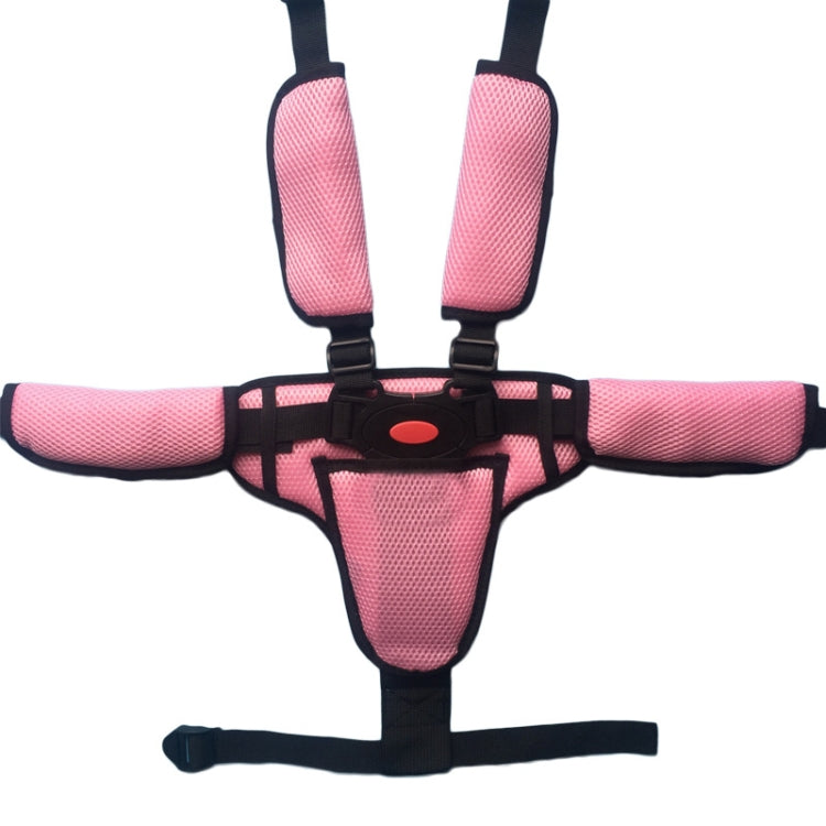 Baby Dining Chair Stroller Safety Strap Five-Point Type A Version + Fixed Strap + Thick Shoulder Pad + Large Crotch Protector, Black, Red, Pink, Sky Blue, Grey