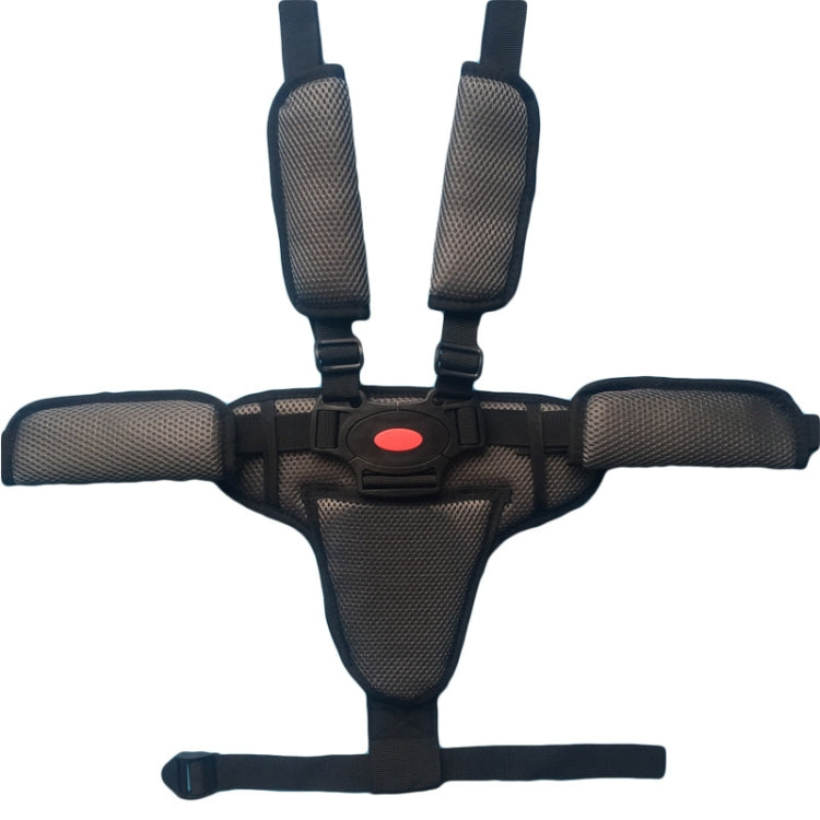 Baby Dining Chair Stroller Safety Strap Five-Point Type A Version + Fixed Strap + Thick Shoulder Pad + Large Crotch Protector, Black, Red, Pink, Sky Blue, Grey