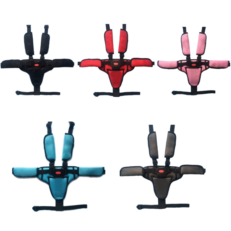 Baby Dining Chair Stroller Safety Strap Five-Point Type A Version + Fixed Strap + Thick Shoulder Pad + Large Crotch Protector, Black, Red, Pink, Sky Blue, Grey