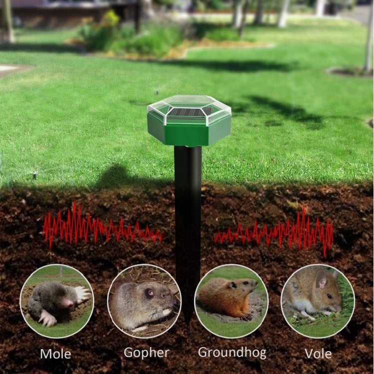 Outdoor Hexagonal Solar Ultrasonic Mole Repeller Inserted Into The Lawn Outdoor Animal Repeller, Animal Repeller