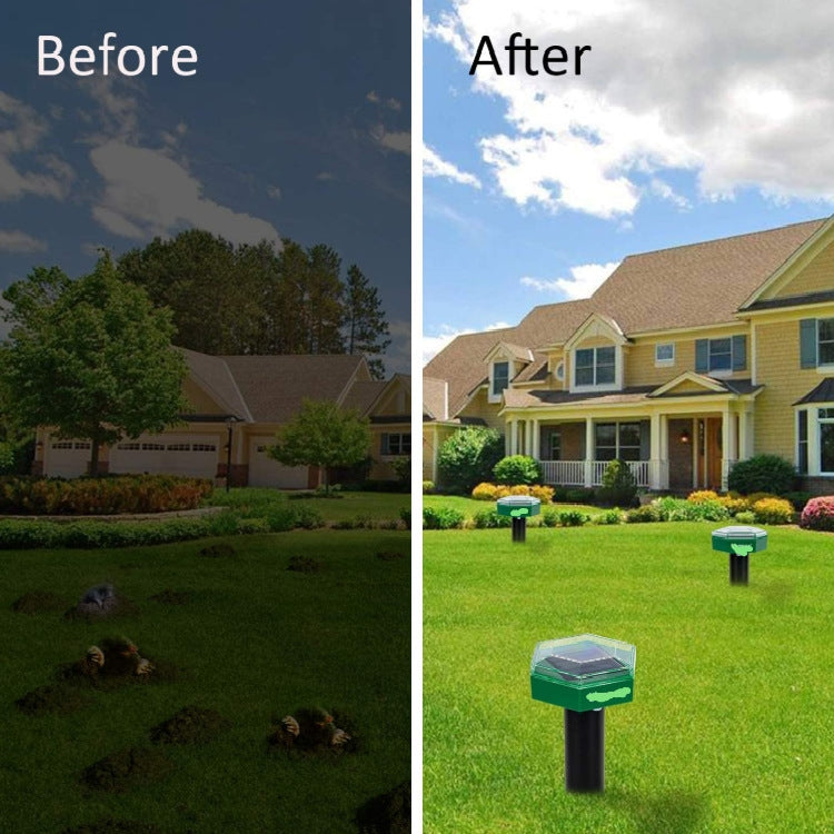 Outdoor Hexagonal Solar Ultrasonic Mole Repeller Inserted Into The Lawn Outdoor Animal Repeller, Animal Repeller