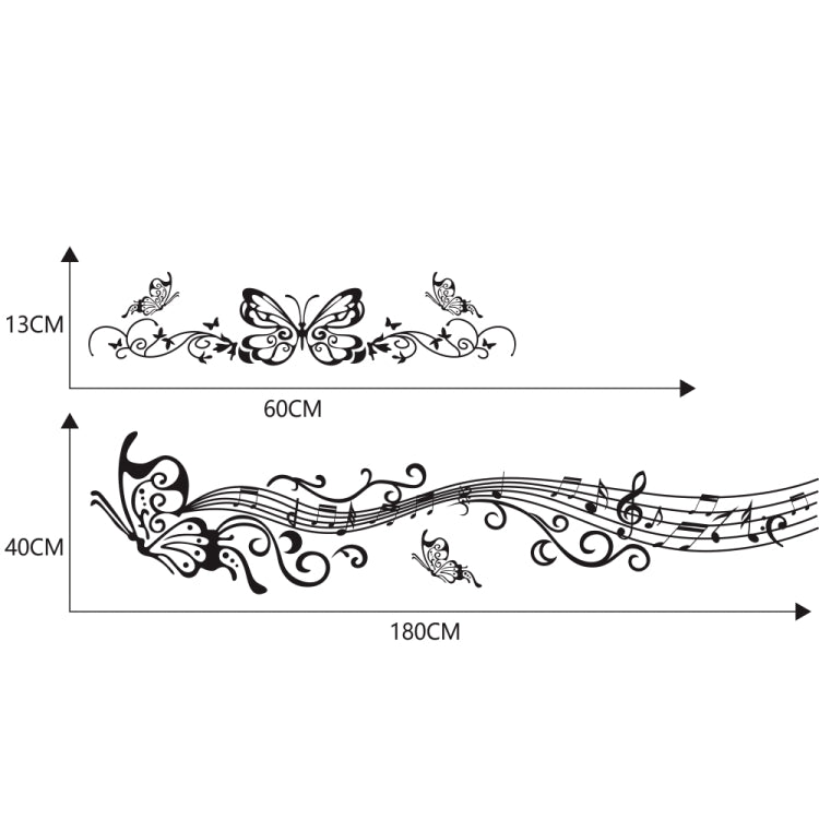 D-347 Butterfly Note Car Sticker Sheet Music Waist Line Body Sticker, D-347