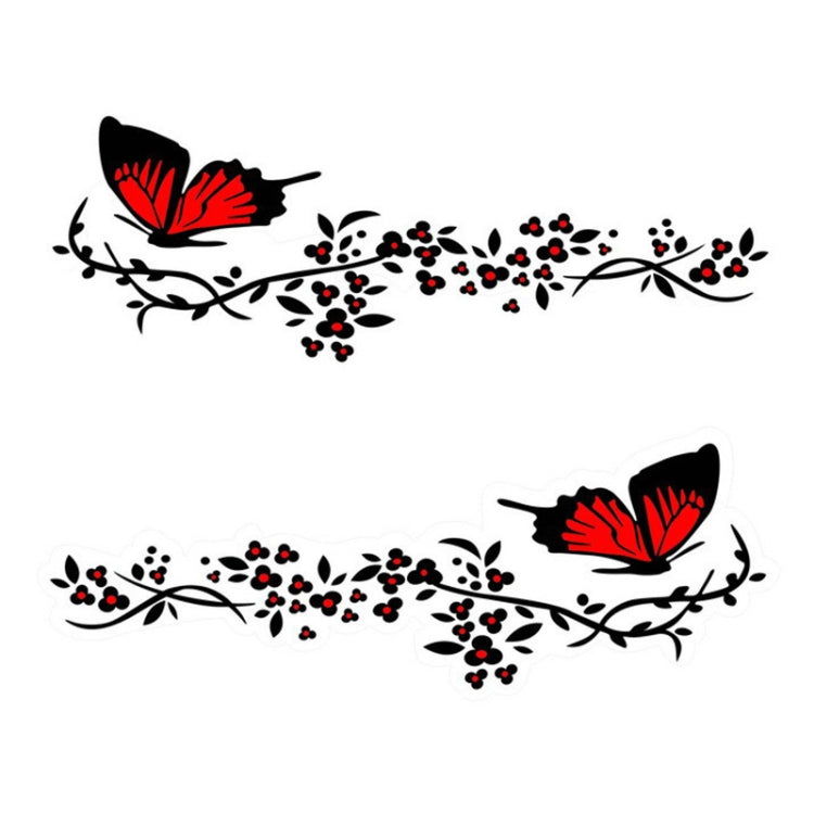 2 Pairs R729 Butterfly Flower Car Sticker Butterfly Love Flower Personality Engine Cover Body Decorative Sticker, Pink, Red