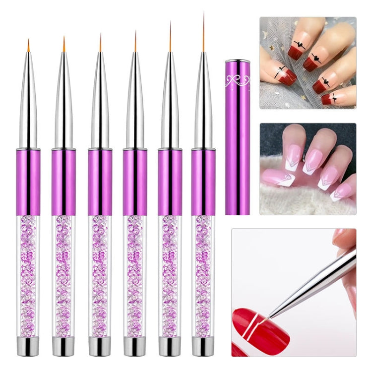 Nail Art Drawing Pen Purple Drill Rod Color Painting Flower Stripe Nail Brush With Pen Cover, Specification: 5mm, 20mm, 15mm, 11mm, 9mm, 7mm, 5mm