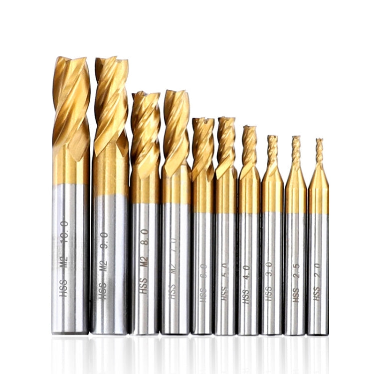 High-Speed Steel And Aluminum End Face Milling Cutter With Straight Shank Titanium-Plated Milling Cutter, 7 PCS/Set, 10 PCS/Set, 11 PCS/Set