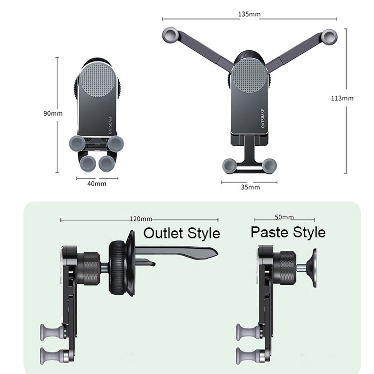 Oatsbasf Car Gravity Metal Bracket Scalable and Stable Mobile Phone Bracket Folding Screen Mobile Phone Exclusive Car Bracket, Folding Screen Paste Black, Folding Screen Outlet Black, Folding Screen Outlet Silver