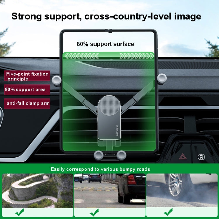 Oatsbasf Car Gravity Metal Bracket Scalable and Stable Mobile Phone Bracket Folding Screen Mobile Phone Exclusive Car Bracket, Folding Screen Paste Black, Folding Screen Outlet Black, Folding Screen Outlet Silver