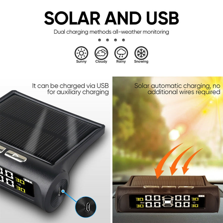 T1 Vehicle-mounted Solar Wireless Tire Pressure Monitoring System General-purpose Vehicle Tire Pressure Thermometer, T1