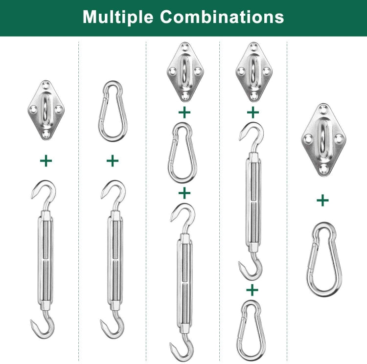 24 in 1 304 Stainless Steel Fixed Shade Sail Accessories Diamond Buckle Flower Basket Spring Buckle, Spec: