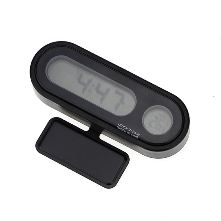 K02 Car Electronic Clock Temperature Meter Night Light LED Temperature Time Meter, 2 in 1 Black Blue Light