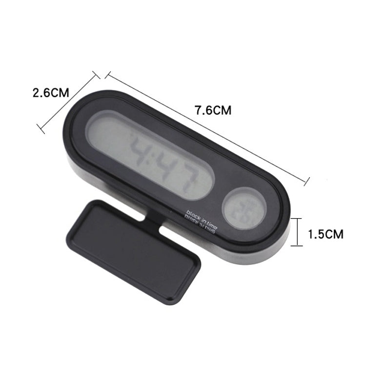 K02 Car Electronic Clock Temperature Meter Night Light LED Temperature Time Meter, 2 in 1 Black Blue Light