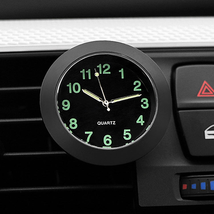 Car Clock Night Light Electronic Clock Car Decoration Quartz, Silver Border, Black Border