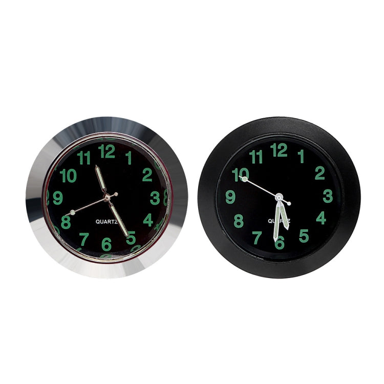 Car Clock Night Light Electronic Clock Car Decoration Quartz, Silver Border, Black Border