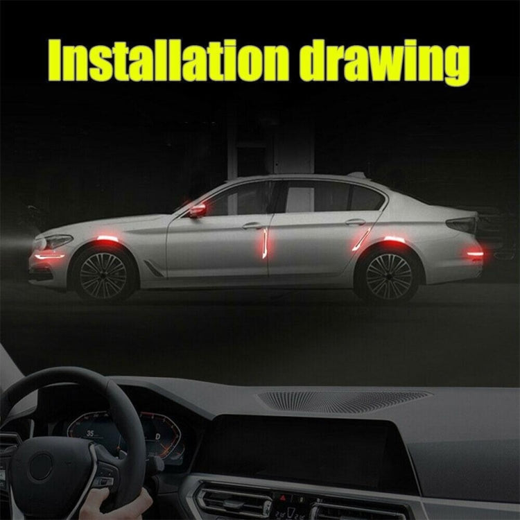 4 Sets Car Reflective Sticker Door Border Anti-Collision Strip Leaf Board Personality Rear View Mirror Warning Sticker, Red, Yellow, White, Green, Blue