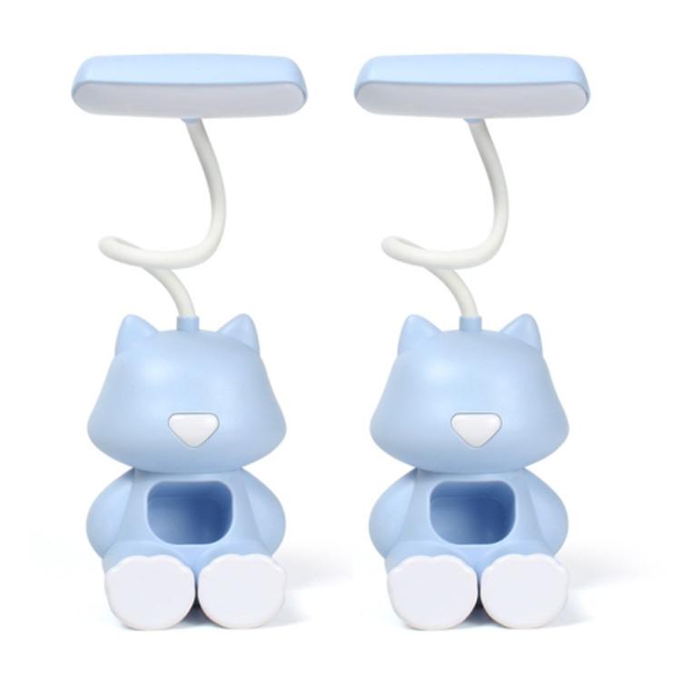 2 PCS FY6601 Cartoon Pen Holder Reading Desk Lamp LED Eye Protection Dormitory Student Bedroom Lamp, Pink, Blue, Green