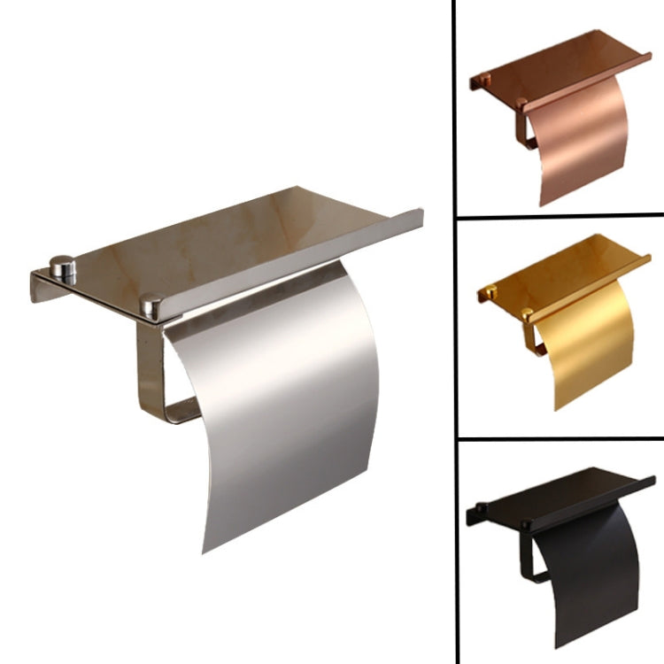 4103 Stainless Steel Roll Paper Holder Mobile Phone Paper Towel Rack Hotel Bathroom Rack, Color:, Mirror, Black
