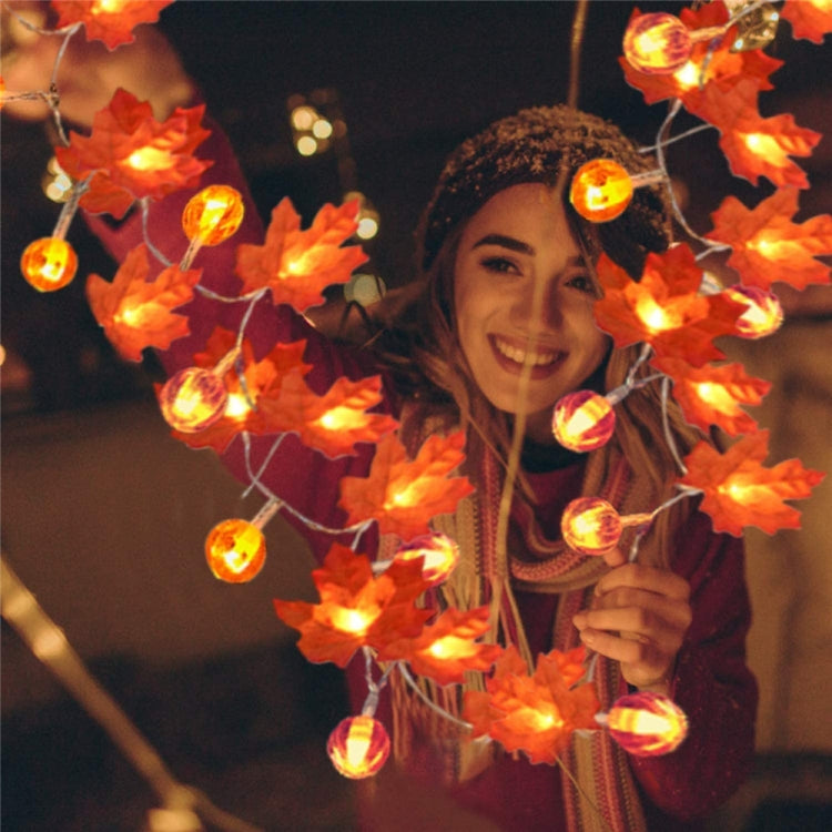 سلسلة أضواء فانوس اليقطين من خشب القيقب لعيد الهالوين وعيد الشكر وحفلات الحديقة وديكورات الغرف، بطول 1.5 متر، 10 مصابيح ليد، 3 أمتار، 20 مصباح ليد، 6 أمتار، 40 مصباح ليد