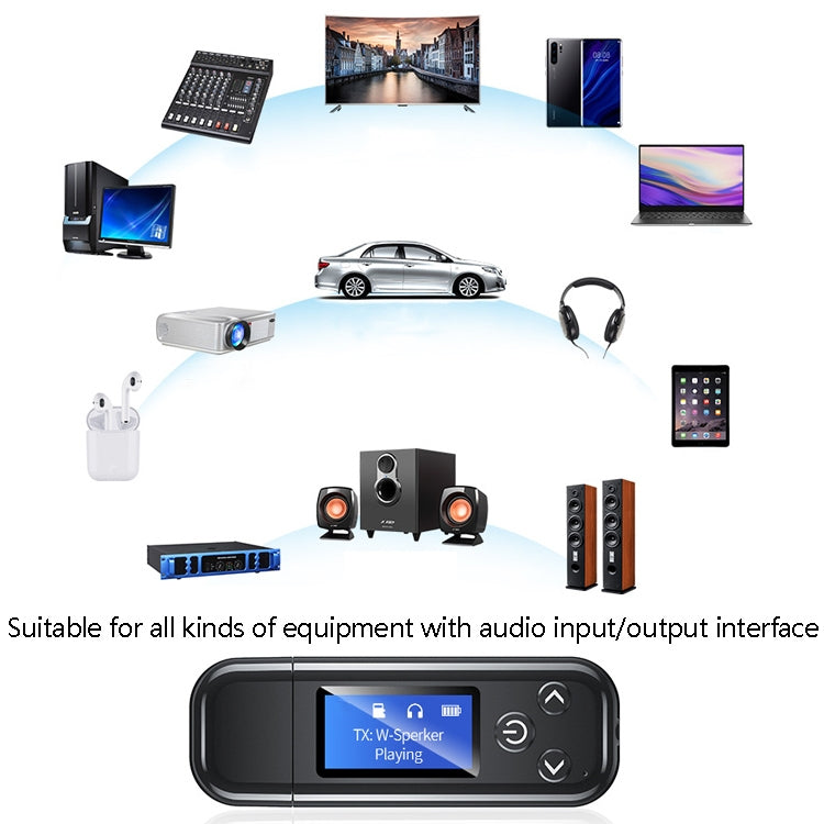 K15Pro مع شاشة LCD، محول بلوتوث، جهاز استقبال صوت، جهاز إرسال، 3.5 مم AUX، سيارة، حر اليدين، K15Pro