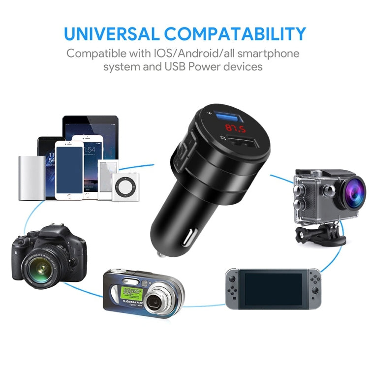 Car Bluetooth Handsfree Car FM Transmitter Music Player Car Charger, X20 Black