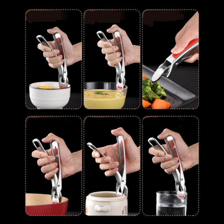 Kitchen 304 Stainless Steel Inlaid Rubber Non-Slip Anti-Scald Dish Holder And Tray Lifter, Dish Holder (Black), Dish Holder (Green)