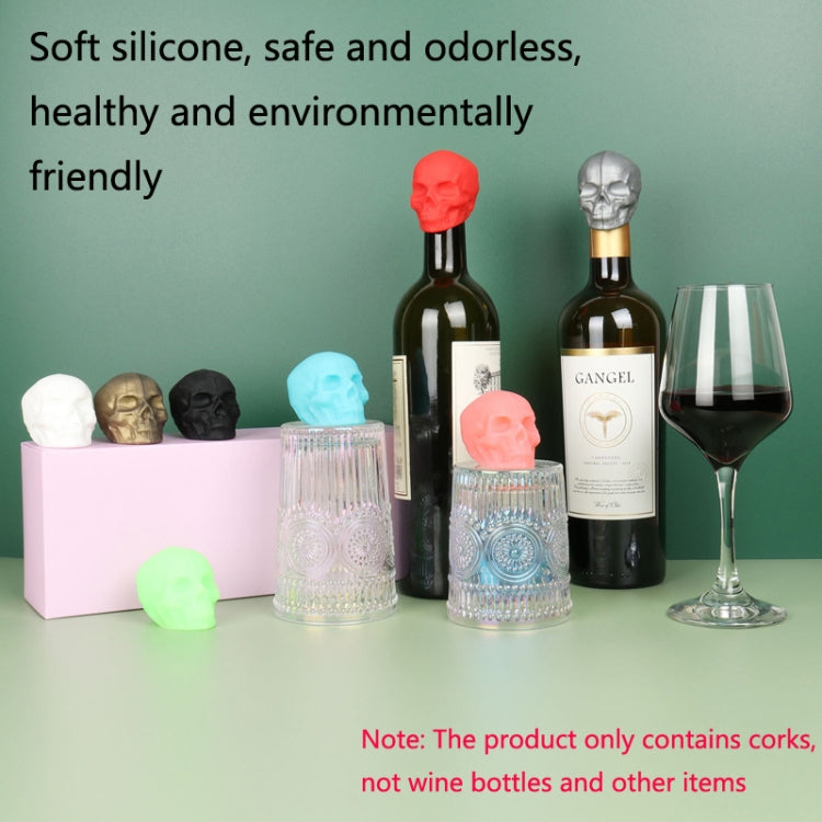 Skull Silicone Leak-Proof Fresh-Keeping Wine Stopper, Deep Red, Black, White, Luminous Green, Luminous Blue, Bronze, Ancient Silver, Wine Red