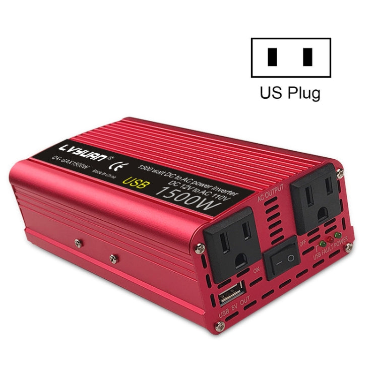 LVYUAN Car Inverter Dual USB Power Converter, 12V to 220V 1500W, 24V to 220V 1500W, 12V to 220V 1500W UK Plug, 12V to 220V 1500W AU Plug, 12V to 110V 1500W US Plug, 12V to 220V 2000W, 24V to 220V 2000W, 12V to 220V 2000W UK Plug, 12V to 220V 2000W AU P...