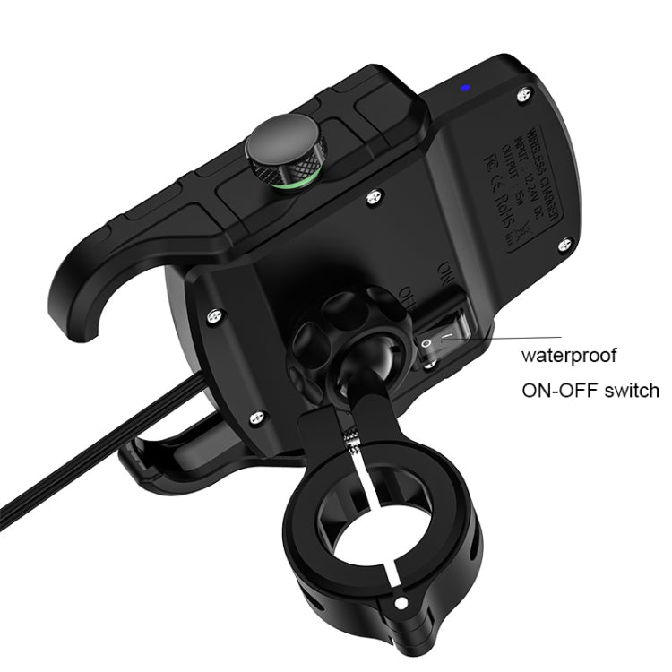 M9 Motorcycle Wireless Charging Mobile Phone Bracket 15W Fast Charging Mobile Phone Navigation Bracket, M9 (Black), M9 (Blue), M9 (Red), M9 (Gray)