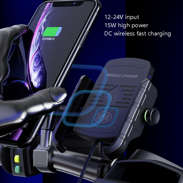 M9 Motorcycle Wireless Charging Mobile Phone Bracket 15W Fast Charging Mobile Phone Navigation Bracket, M9 (Black), M9 (Blue), M9 (Red), M9 (Gray)