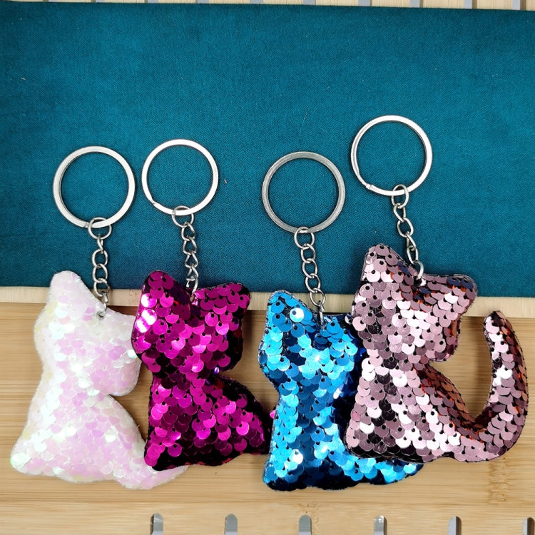 10 PCS PET Sequins Reflective Cat Keychain Bag Car Pendant, Rose Red 11, Pink 3, Green 4, Royal Blue, Sky Blue, White Colorful, Gold, Red