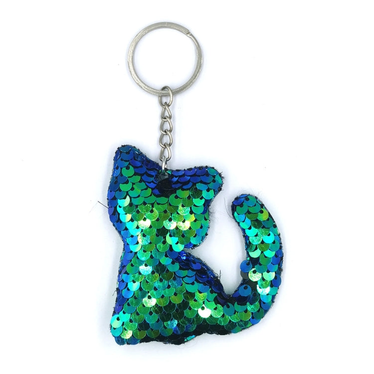 10 PCS PET Sequins Reflective Cat Keychain Bag Car Pendant, Rose Red 11, Pink 3, Green 4, Royal Blue, Sky Blue, White Colorful, Gold, Red