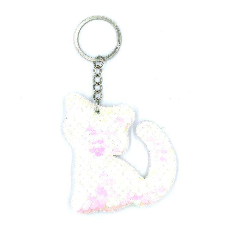 10 PCS PET Sequins Reflective Cat Keychain Bag Car Pendant, Rose Red 11, Pink 3, Green 4, Royal Blue, Sky Blue, White Colorful, Gold, Red