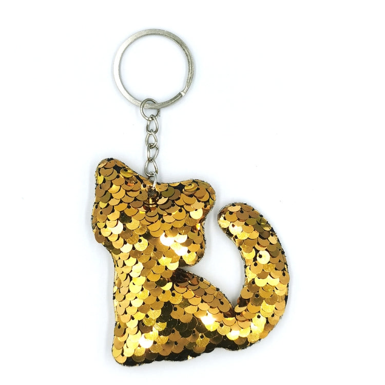 10 PCS PET Sequins Reflective Cat Keychain Bag Car Pendant, Rose Red 11, Pink 3, Green 4, Royal Blue, Sky Blue, White Colorful, Gold, Red