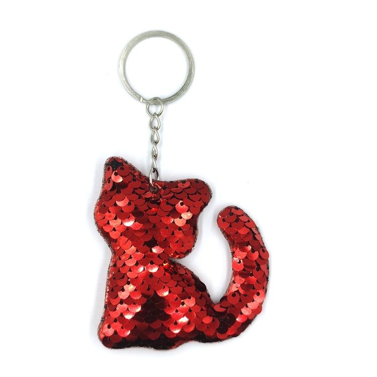 10 PCS PET Sequins Reflective Cat Keychain Bag Car Pendant, Rose Red 11, Pink 3, Green 4, Royal Blue, Sky Blue, White Colorful, Gold, Red