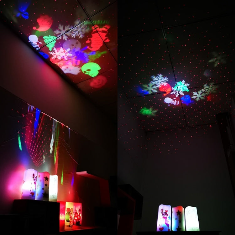 مصباح إسقاط شمعة LED لتزيين عيد الميلاد LED ضوء ليلي، ندفة ثلج، رجل ثلج