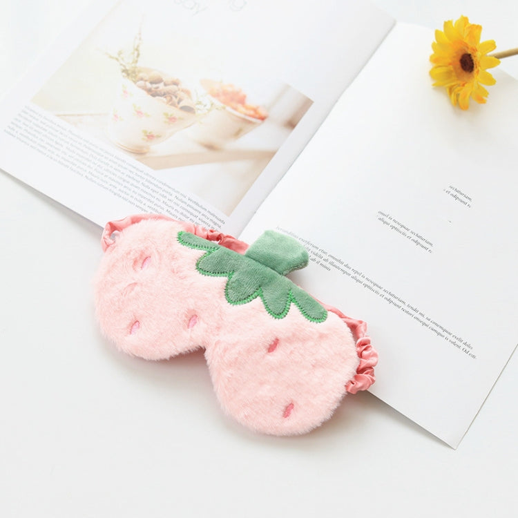 Fruit Plush Eye Mask Cute Soft Girl Sleep Blackout Eye Mask, Strawberry, Pineapple, Carrot, Cactus, Shallow Pink Strawberry