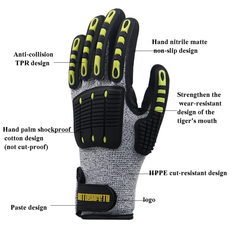 ROTOSAFETY RZT-HFZ20 Shock-Proof Anti-Smashing Anti-Cutting Anti-Collision Gloves TPR Mechanical Maintenance Fire Rescue Miners Mining Anti-Stab Gloves, M, L, XL