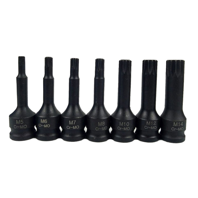 7 PCS / Set 3/8 Inch Pneumatic Pressure Batch Socket Set Tool, 7089 H Type, 7093 T Type, 7092 M Type
