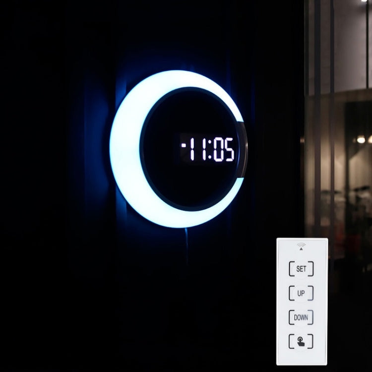 ساعة حائط مجوفة بمرآة LED مع شاشة عرض رقمية إلكترونية بـ 7 ألوان، ساعة حائط مجوفة