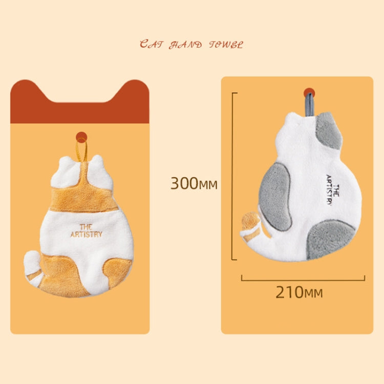 Home Kitchen Bathroom Cute Cat Hand Towel, Yellow, Grey