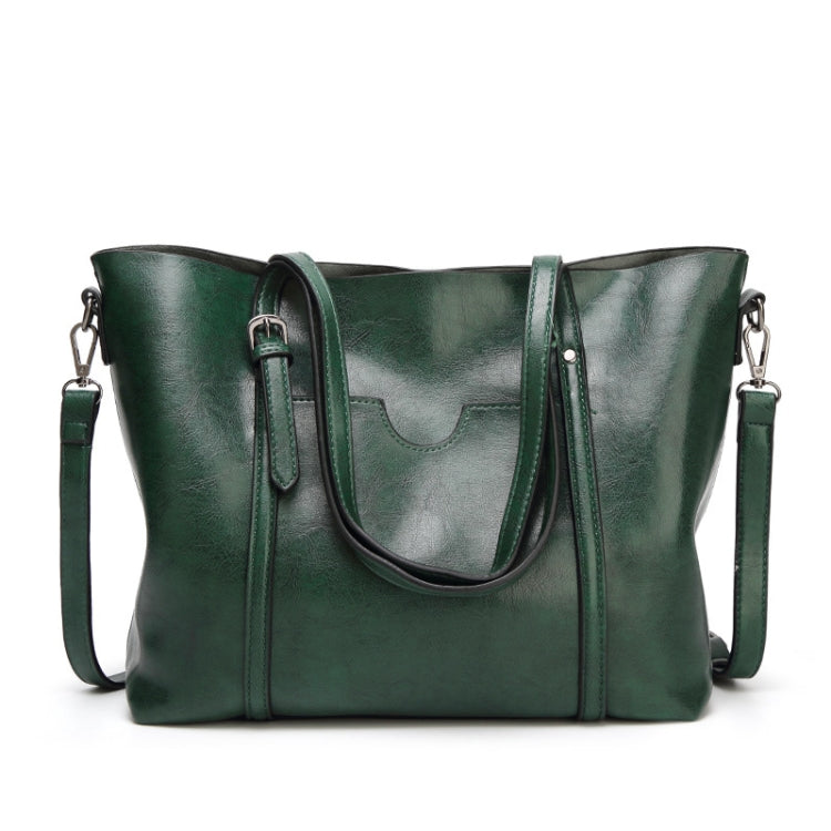 888-G9 Oil Wax Leather All-Match Fashion Handbag, Wine Red, Khaki, Green, Navy Blue, Black, Dark Grey, Deep Purple, Pink