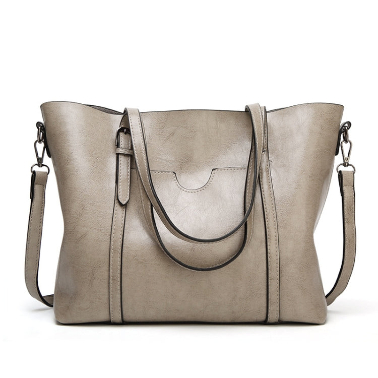 888-G9 Oil Wax Leather All-Match Fashion Handbag, Wine Red, Khaki, Green, Navy Blue, Black, Dark Grey, Deep Purple, Pink