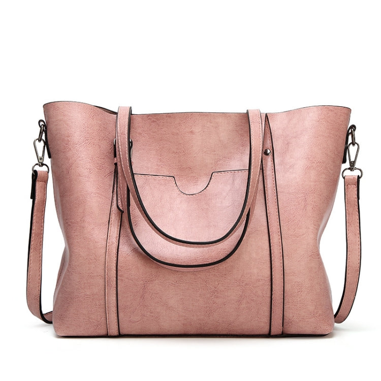 888-G9 Oil Wax Leather All-Match Fashion Handbag, Wine Red, Khaki, Green, Navy Blue, Black, Dark Grey, Deep Purple, Pink