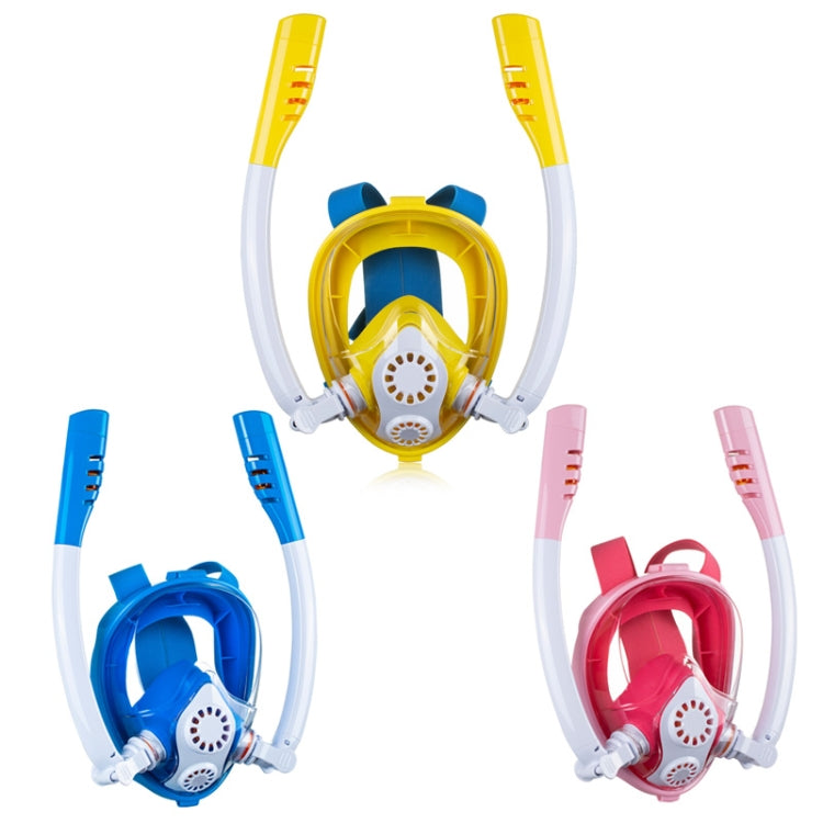 Kids Double Tube Full Dry Silicone Diving Snorkeling Mask Swimming Glasses, XS