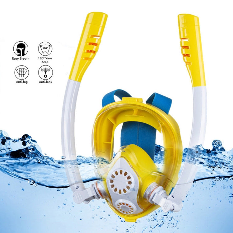 Kids Double Tube Full Dry Silicone Diving Snorkeling Mask Swimming Glasses, XS